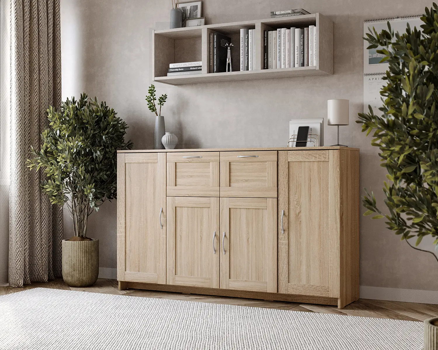 Тумба Сириус 4 двери и 2 ящика 156х95 дуб сонома (GL)