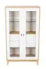 Шкаф витрина двухстворчатый малый Бари (Дуб Золотой/Белый) ЛД | Интернет магазин Масса Мебель