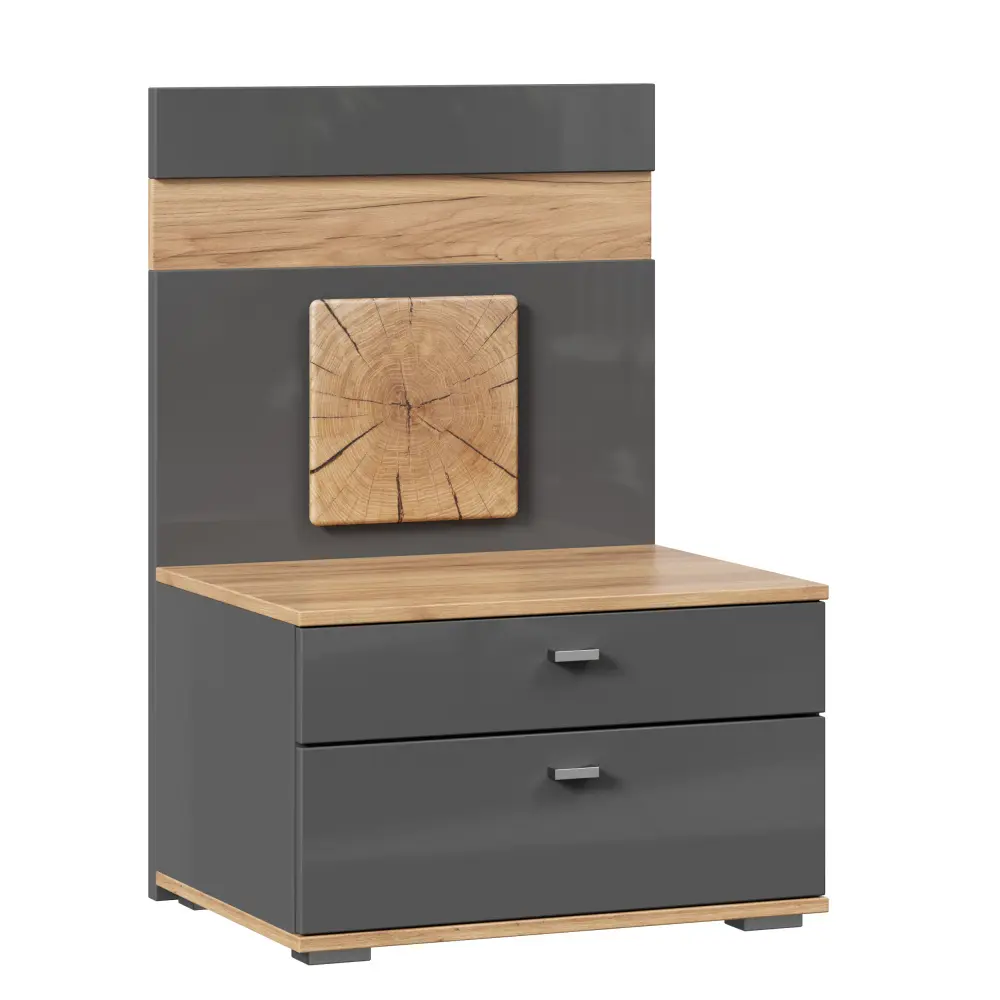 Тумба прикроватная с декоративным щитом Фиджи  (Дуб Золотой/Антрацит) ЛД | Интернет магазин Масса Мебель