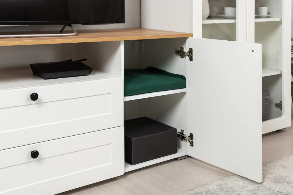 Комплект мебели в гостиную Остин №1 Белый/Дуб золотой (Mob) | Интернет магазин Масса Мебель