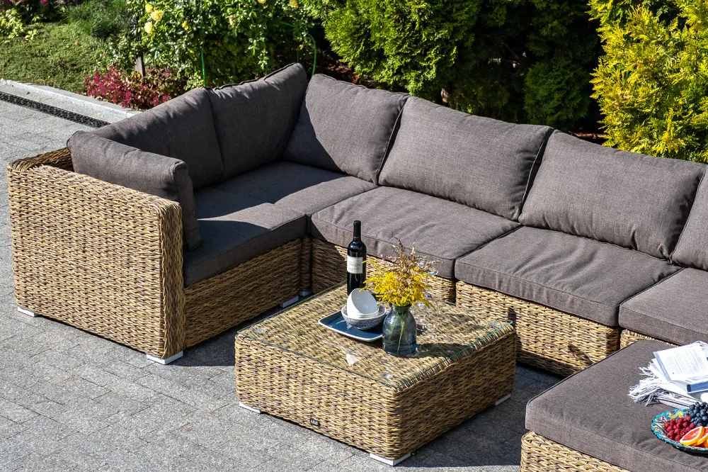 "Лунго" трансформирующаяся лаунж-зона из искусственного ротанга (гиацинт), цвет соломенный (sis) | Интернет магазин Масса Мебель