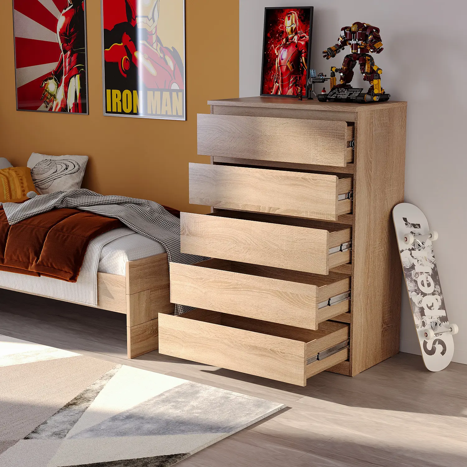 Комод Мальта дуб сонома 5 ящиков 80Х121 (GL)