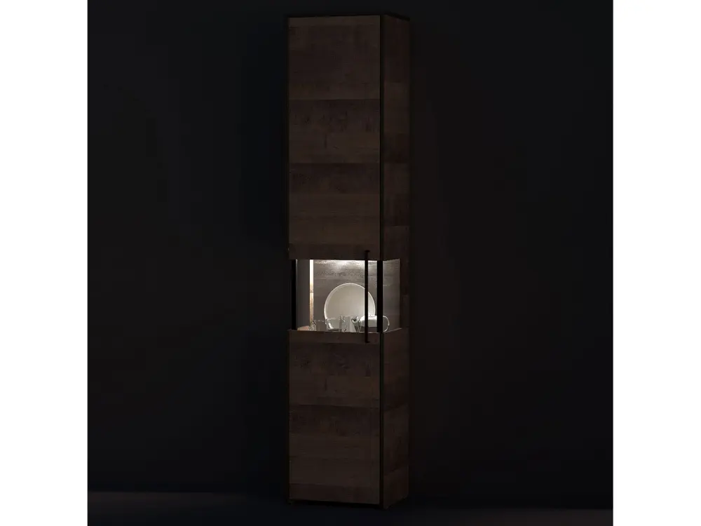 Шкаф-пенал с витриной Тровор 13.205  Дуб Гранж Песочный К356, Интра (Mob) | Интернет магазин Масса Мебель