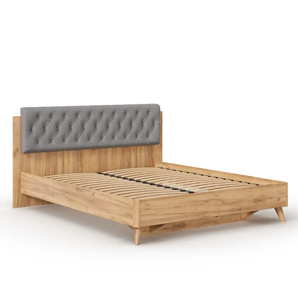 Кровать двуспальная 160х200 Марта-2 с мягким изголовьем (каретная стежка Capri/Серый) ЛД | Интернет магазин Масса Мебель