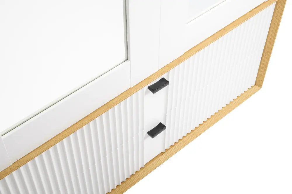 Шкаф двухстворчатый с зеркалом Бари (Дуб Золотой/Белый) ЛД | Интернет магазин Масса Мебель