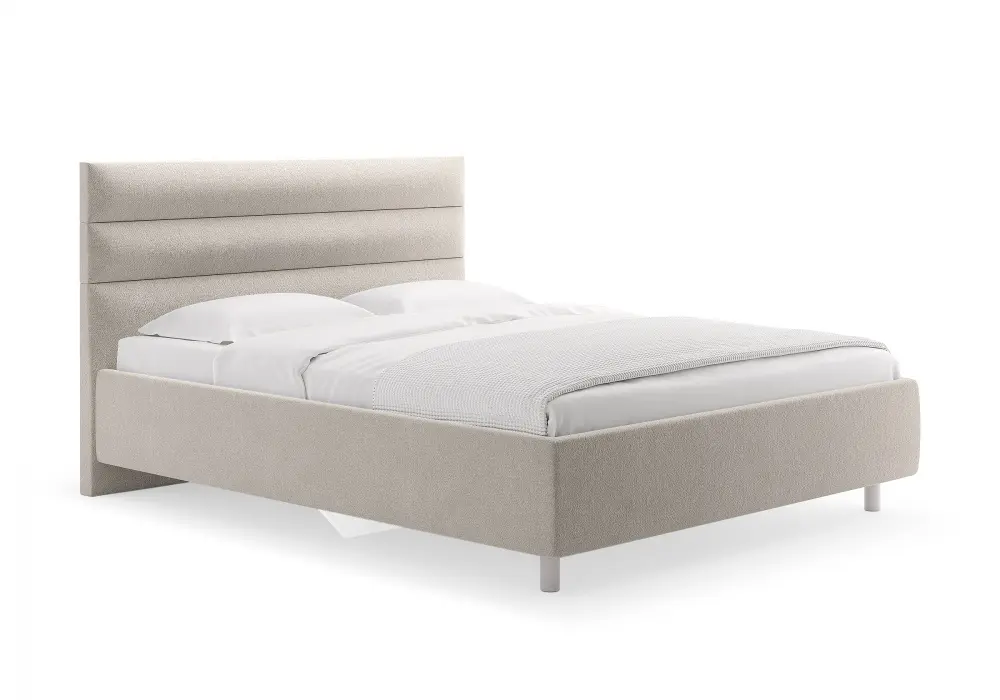 Кровать мягкая двуспальня Linda 160х200 Песочный, рогожка  (SM)