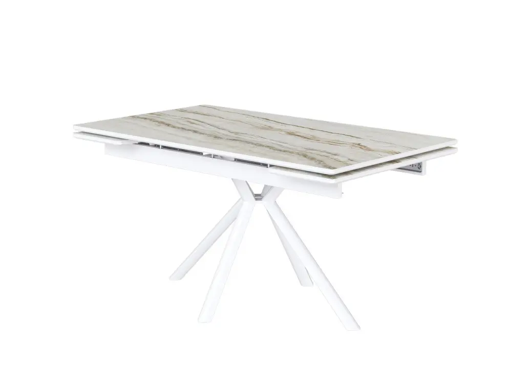 Стол обеденный раздвижной Монако 120х80 керамика белый/белый (STPR) - интернет магазин Масса Мебель