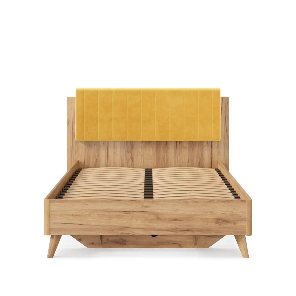 Кровать односпальная 120х200 Марта-2 с мягким изголовьем (вертикальная стежка Phuket/Горчично-желтый) ЛД | Интернет магазин Масса Мебель
