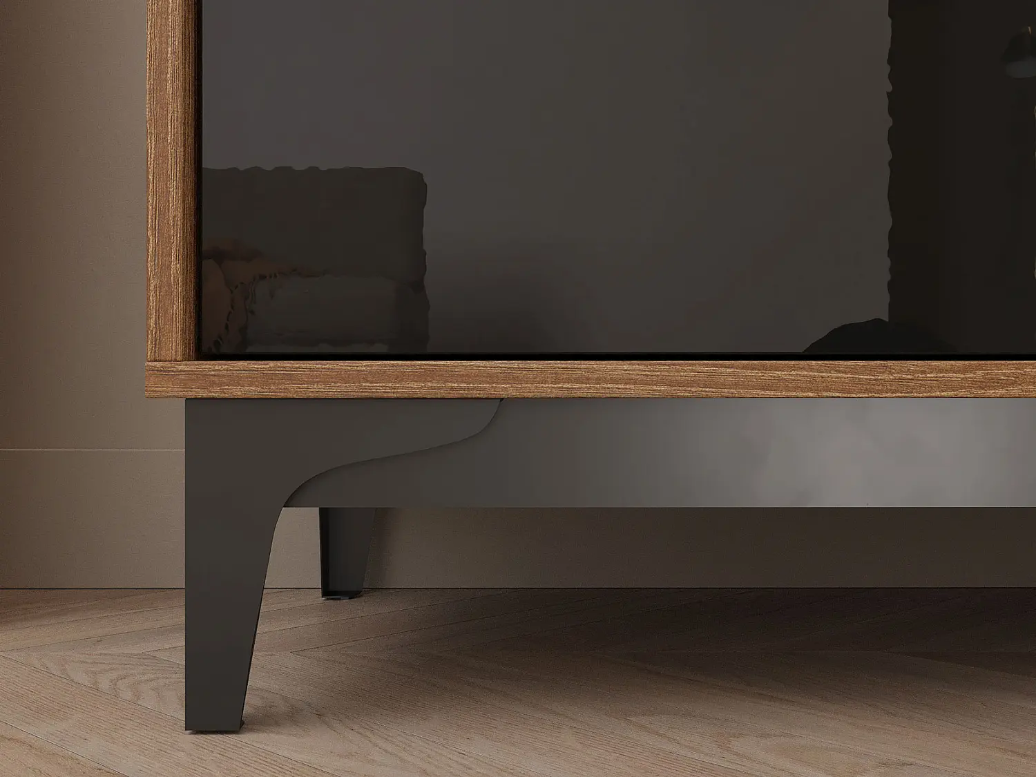 Комод Brass КМ-1 черный глянец/каштан (NK)