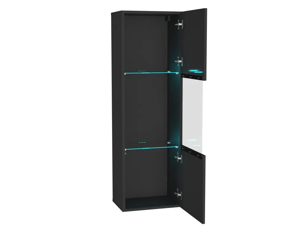 Шкаф навесной со стеклом Point Т-22 Черный глянец (NK) | Интернет магазин Масса Мебель