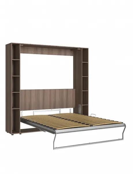 Встроенная кровать-трансформер с диваном ясень анкор темный / темно-серый 