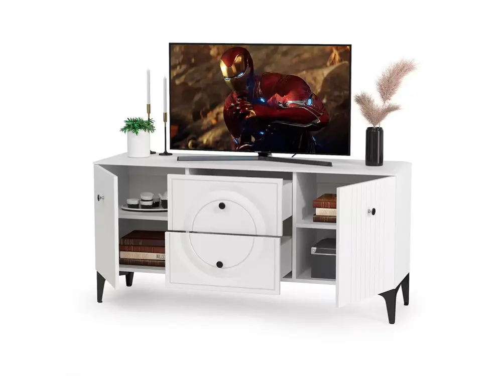 Тумба под ТВ 16.45  Валенсия белый/шагрень (Mob) | Интернет магазин Масса Мебель