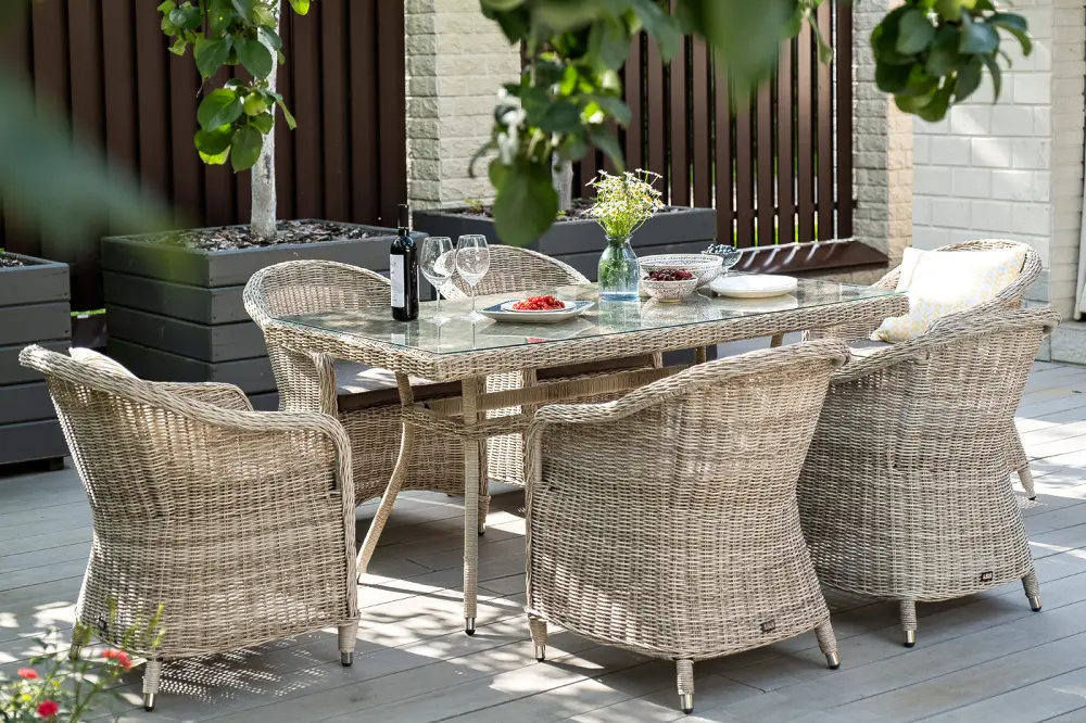 "Эспрессо" обеденная группа плетеная, цвет бежевый (sis) | Интернет магазин Масса Мебель