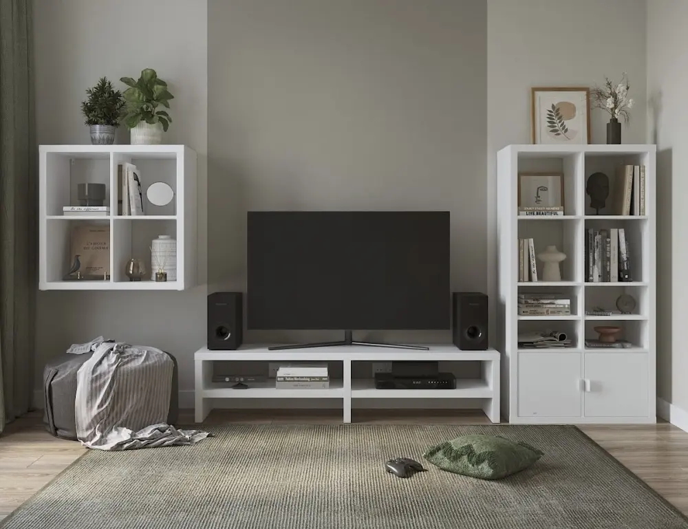 Стеллаж полка Фора 4 77х77 белый (GL) | Интернет магазин Масса Мебель