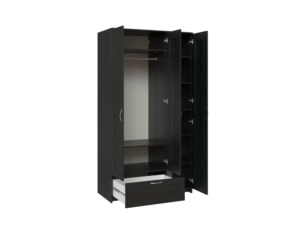 Шкаф трехстворчатый с зеркалом Сириус высота 220 см 3 двери и 1 ящик венге (GL) | Интернет магазин Масса Мебель