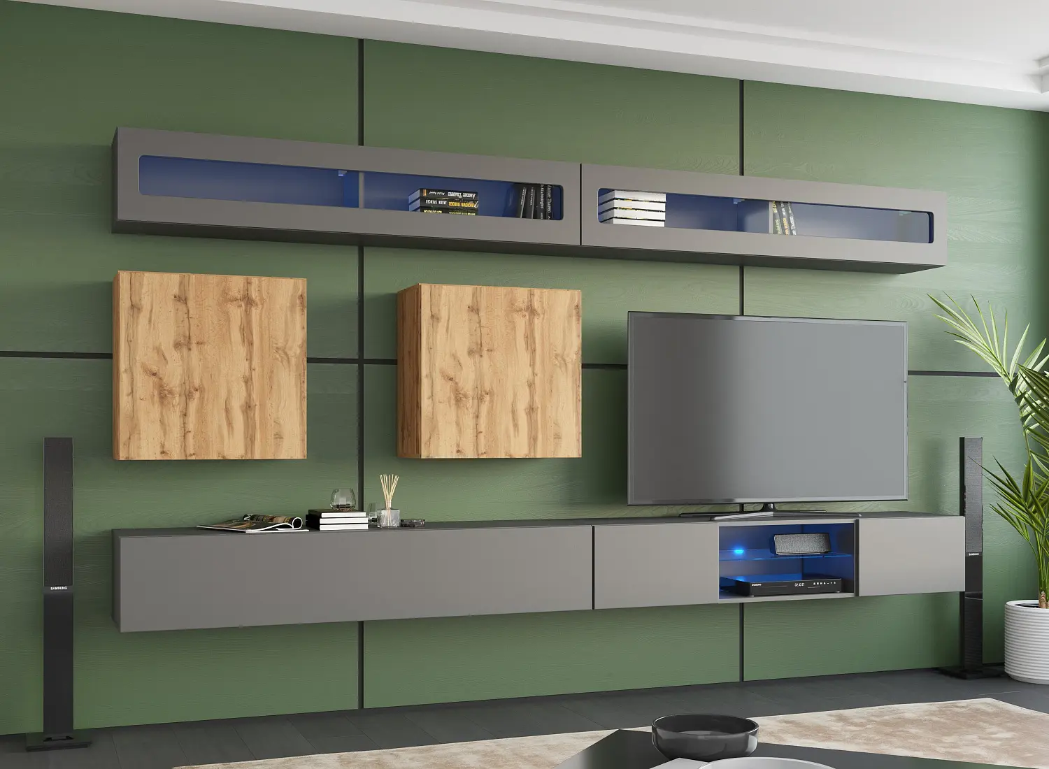 Полка навесная со стеклом Point Т-51 Серый графит (NK)