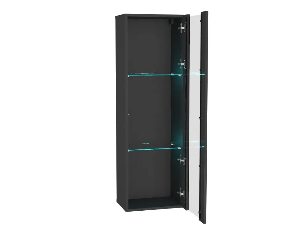 Шкаф навесной со стеклом Point Т-21 Черный глянец (NK) | Интернет магазин Масса Мебель