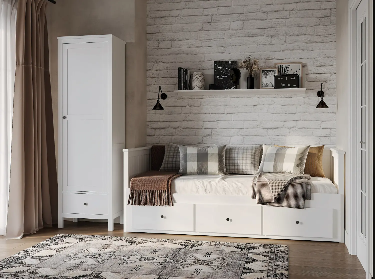 Кровать односпальная с ящиками Кантри 80х200 белая (GL) снято