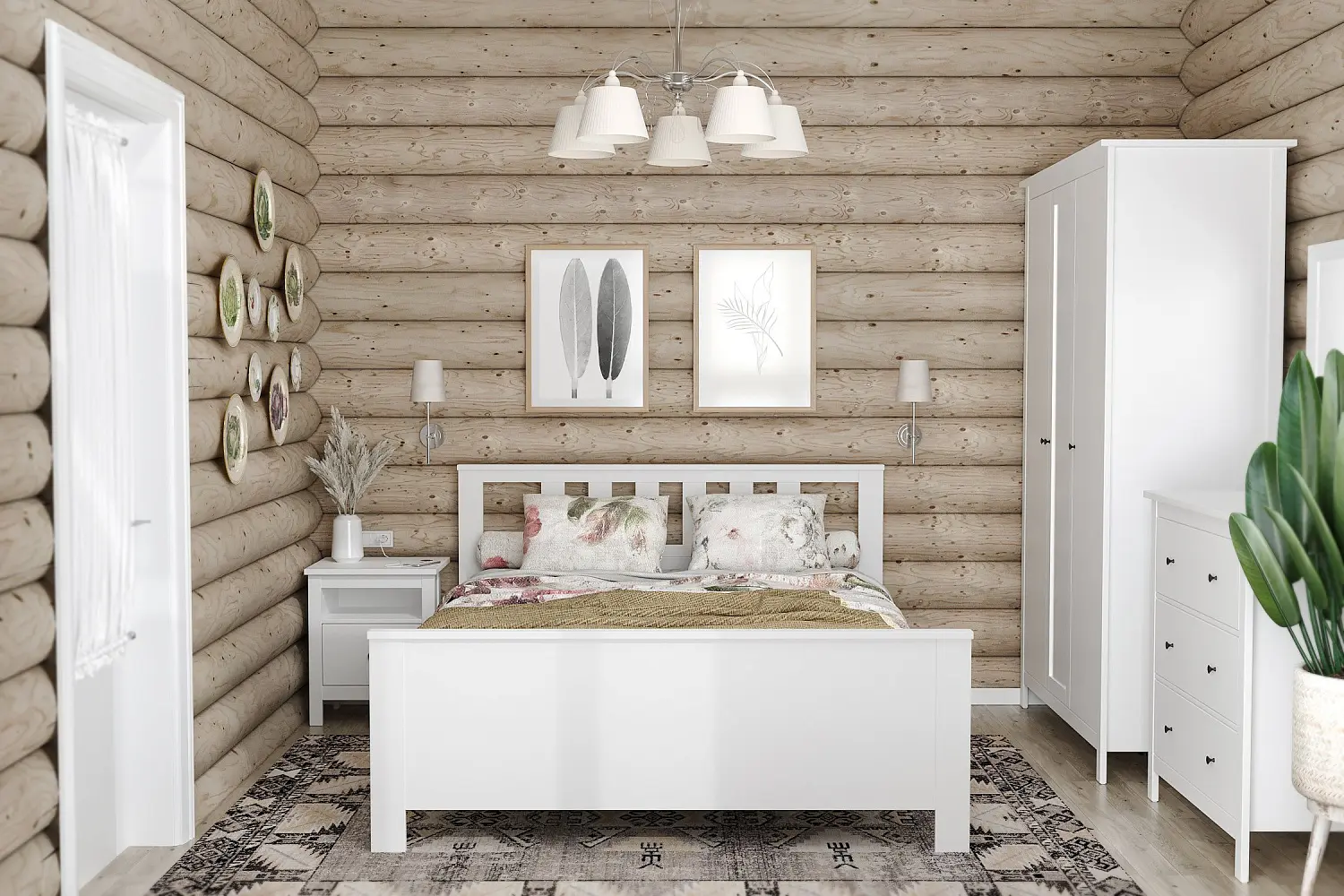 Кровать двуспальная Сага 160х200 белая (GL)