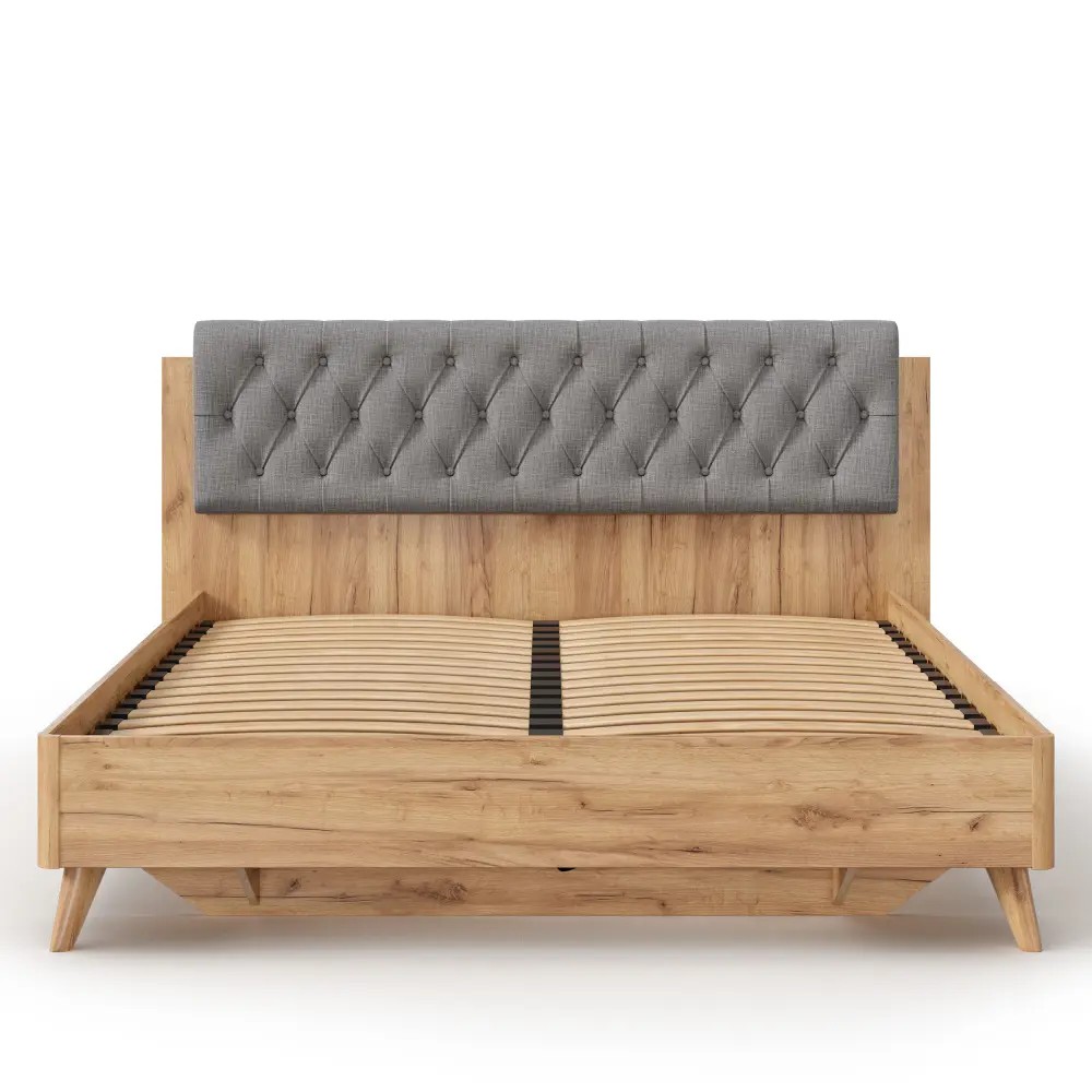 Кровать двуспальная 160х200 Марта-2 с мягким изголовьем (каретная стежка Capri/Серый) ЛД | Интернет магазин Масса Мебель