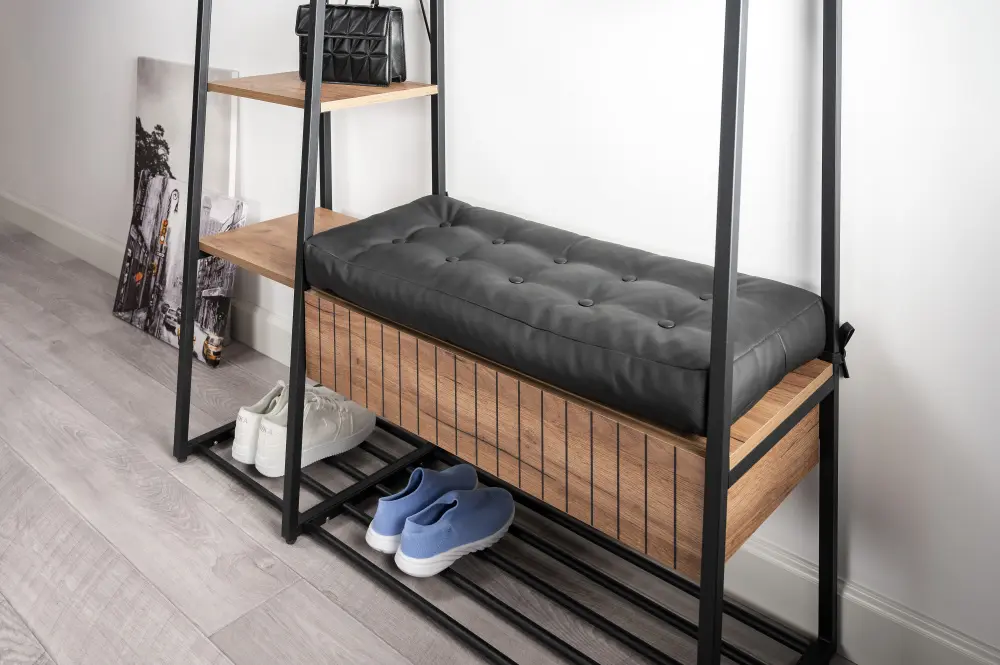 Прихожая Гранд 15.124 Дуб Крафт табачный, Кожзам HOLST Black (Mob) | Интернет магазин Масса Мебель