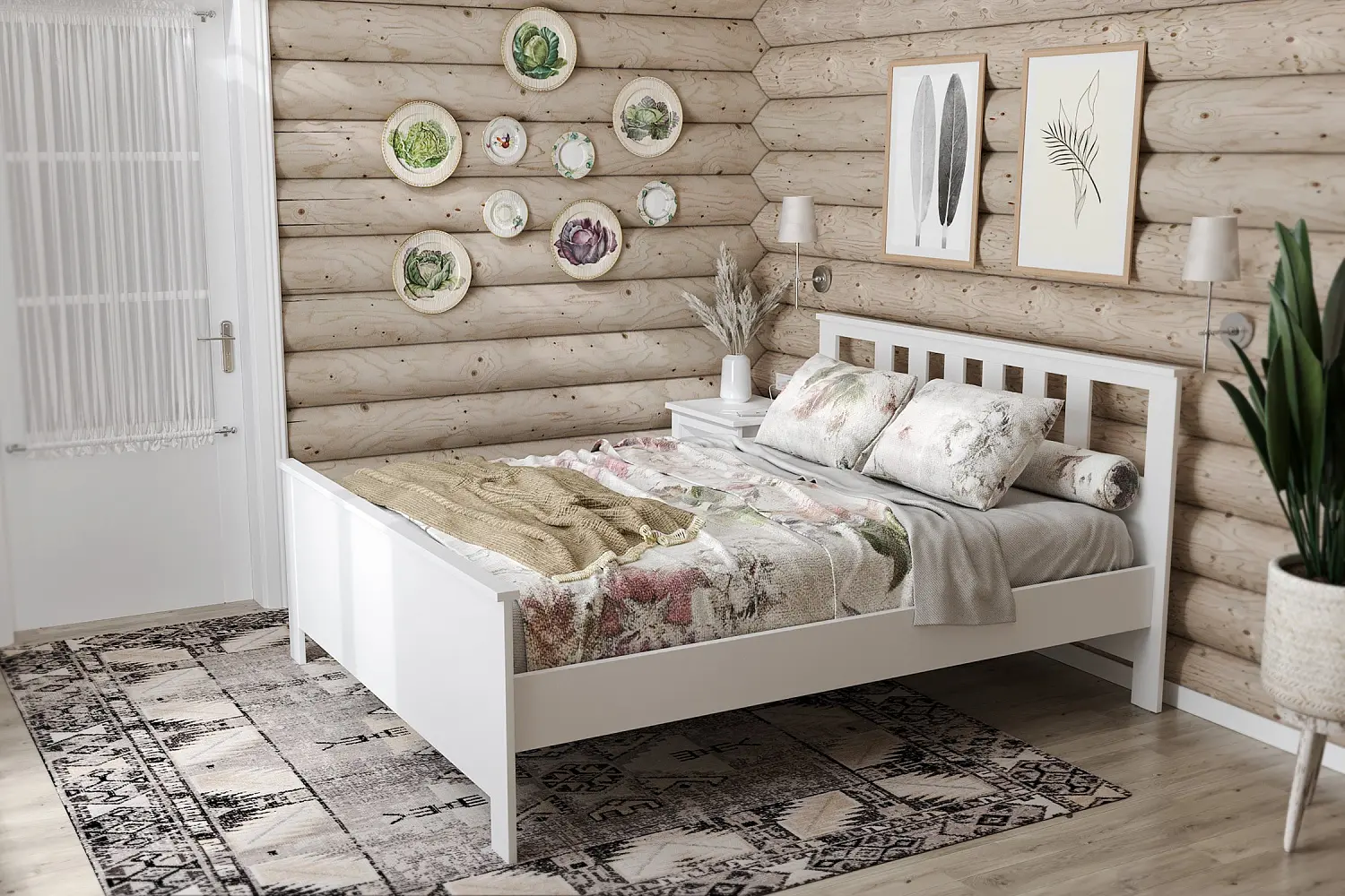 Кровать двуспальная Сага 160х200 белая (GL)