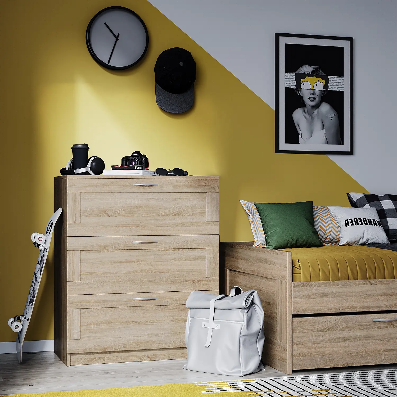 Комод Сириус 3 ящика  дуб сонома (GL)