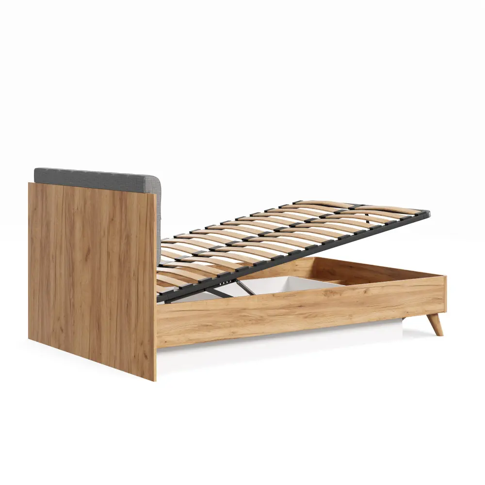 Кровать односпальная 120х200 Марта-2 с подъемным механизмом и мягким изголовьем (каретная стежка Capri/Серый) ЛД | Интернет магазин Масса Мебель