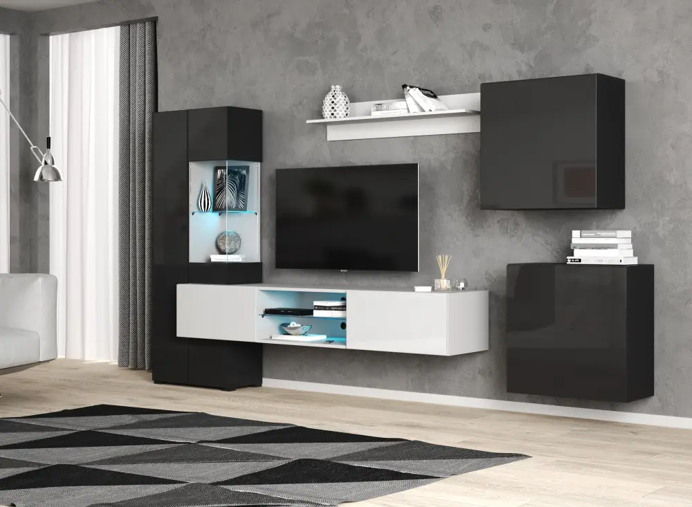 Комплект мебели в гостиную Point Т-70 Белый/Чёрный глянец (NK) | Интернет магазин Масса Мебель
