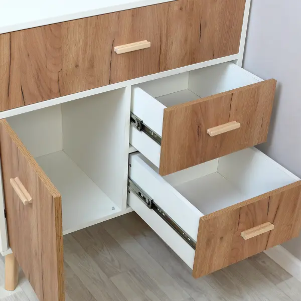 Комод Скандик деревянный большой для вещей или одежды 82х80 (Белый/Бежевый) (EL)