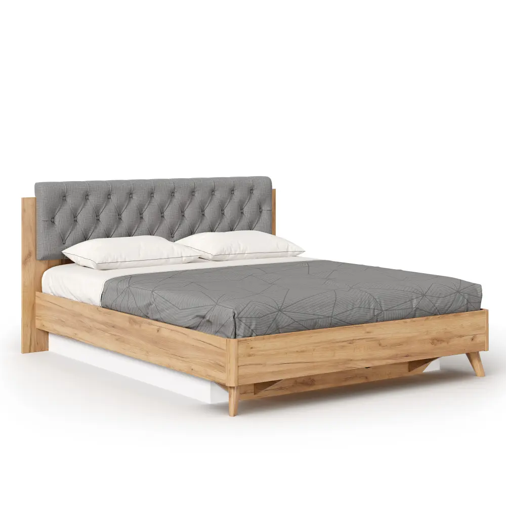 Кровать Марта-2 1600 с подъемным механизмом (каретная стежка Capri 24) (Дуб Золотой/Серый) | Интернет магазин Масса Мебель