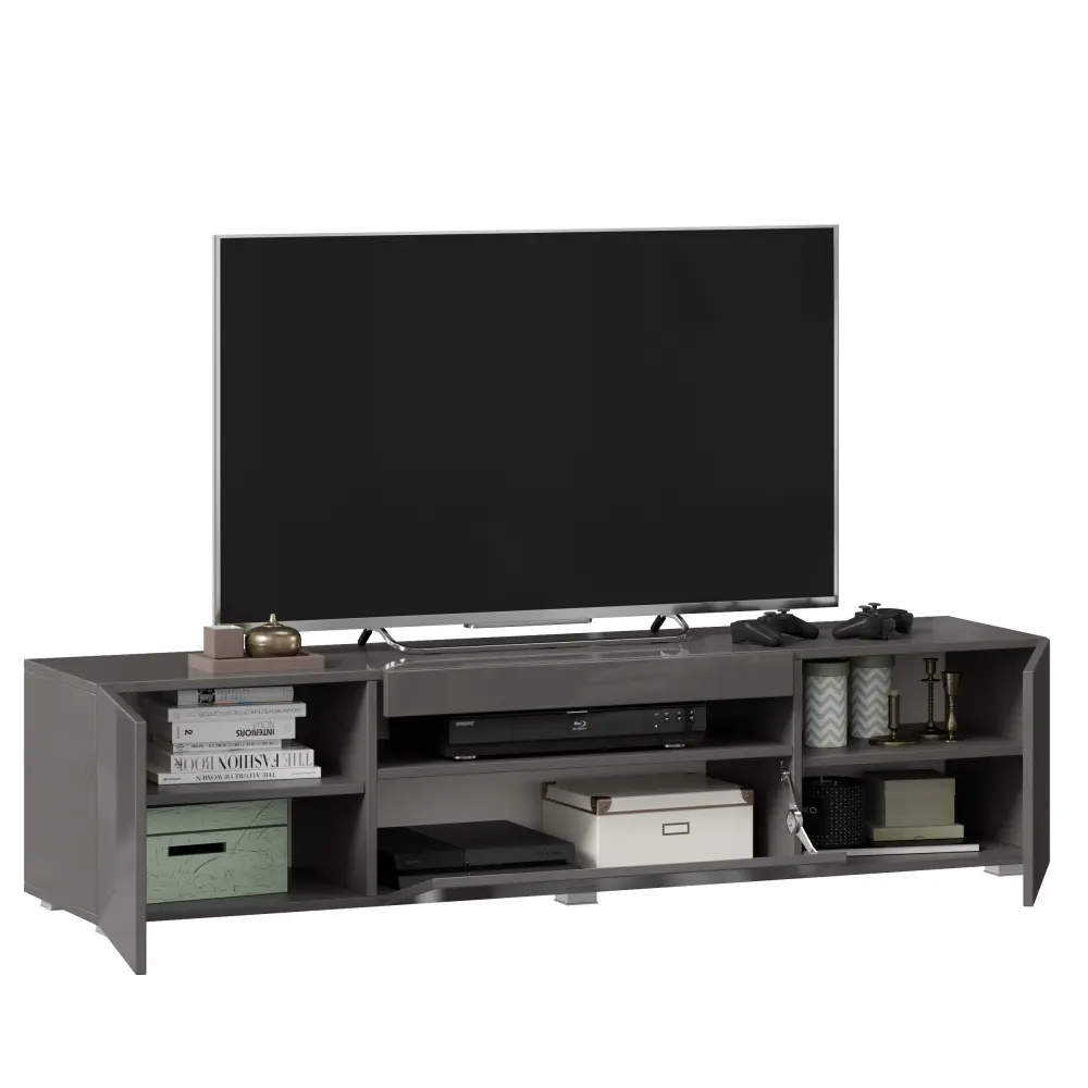 Бруклин Тумба под ТВ 1600 (Оникс Серый глянец) - интернет магазин Масса Мебель