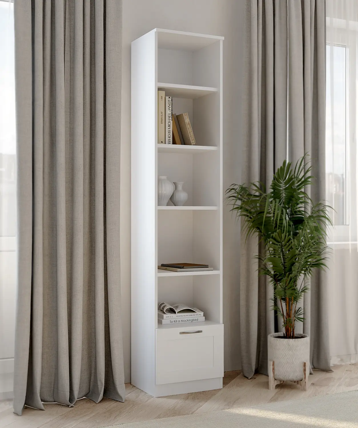 Стеллаж Сириус 1 ящик 39х190 белый (GL)