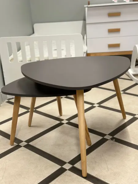 Стол журнальный Даниэлла (770х765х530/605х610х410) цвет Антрацит/бесцветный лак (MG) | Интернет магазин Масса Мебель