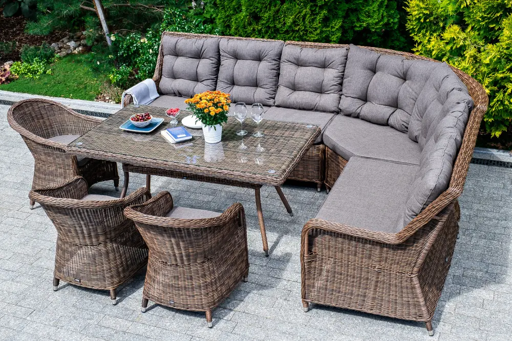 "Бергамо" модульный диван из ротанга, цвет коричневый (sis) | Интернет магазин Масса Мебель