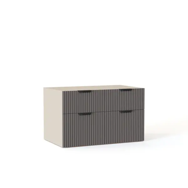 NEO Комод с 4-мя ящиками 1000х600х580 с рифленым фасадом серый