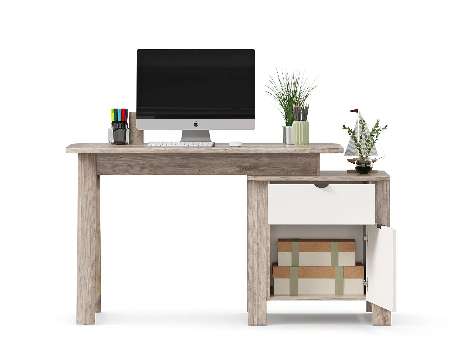 Тумба 610 для стола Нео (Дуб Маувелла/Белый) ЛД