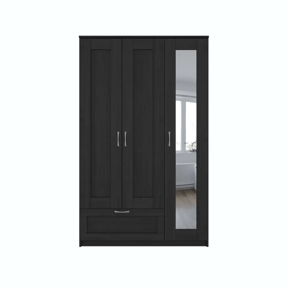 Шкаф трехстворчатый комбинированный Сириус 3 двери и 1 ящик дуб венге (GL) | Интернет магазин Масса Мебель