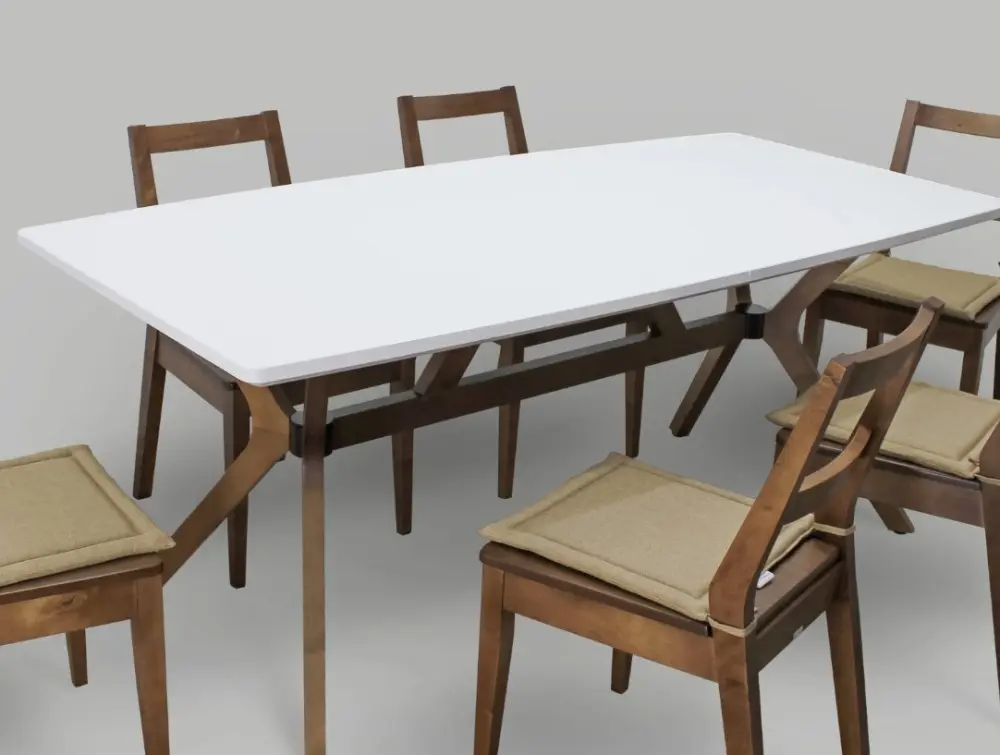 Стол обеденный раскладной Крафт белый, орех, массив/мдф/шпон (RAM)