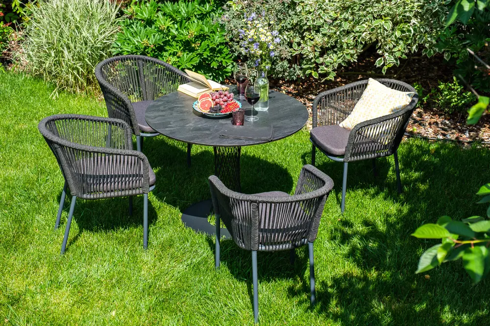 "Диего" обеденный стол из HPL круглый Ø100 см, цвет "серый гранит" (sis) | Интернет магазин Масса Мебель