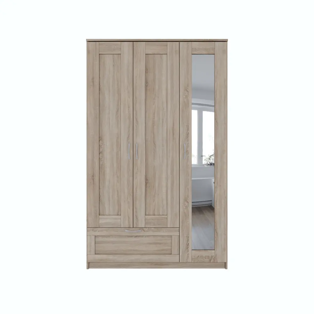 Шкаф трехстворчатый комбинированный Сириус 3 двери и 1 ящик сонома (GL) | Интернет магазин Масса Мебель