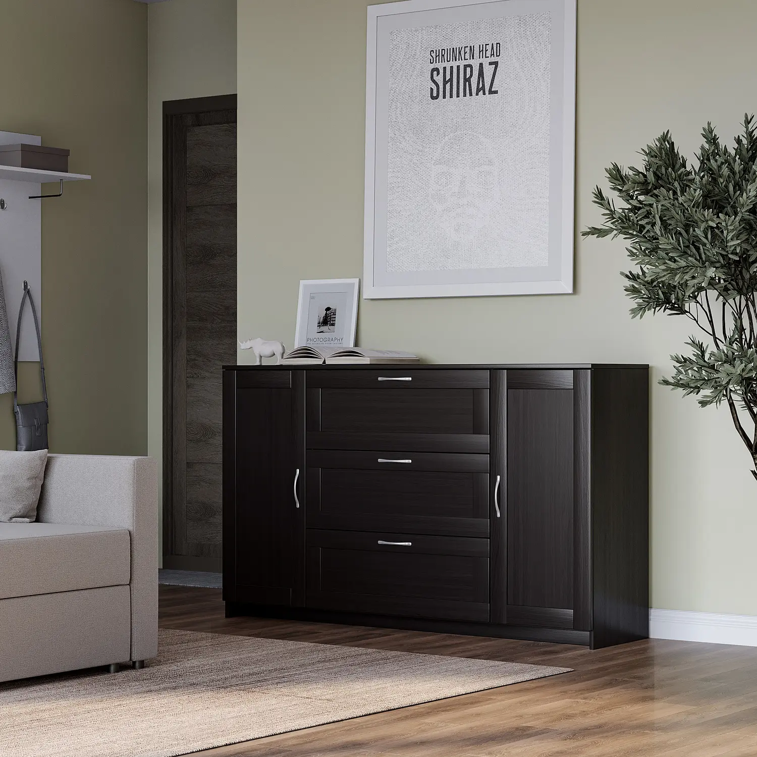 Тумба Сириус 2 двери и 3 ящика 156х95 дуб венге (GL)