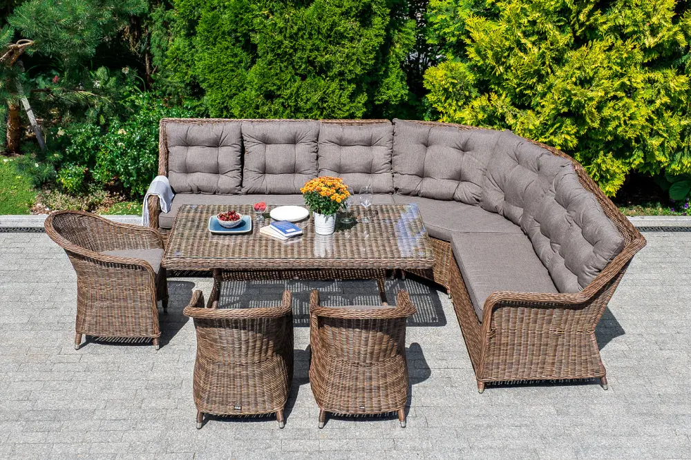 "Бергамо" модульный диван из ротанга, цвет коричневый (sis) | Интернет магазин Масса Мебель