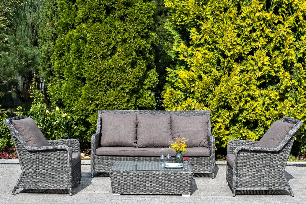 "Гляссе" диван трехместный из искусственного ротанга, цвет графит (sis) - интернет магазин Масса Мебель