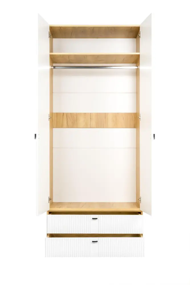 Шкаф двухстворчатый Бари  (Дуб Золотой/Белый) ЛД | Интернет магазин Масса Мебель