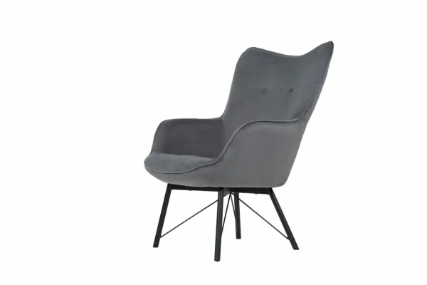 Кресло Манго серый велюр, ножки металл GT, ВЫСТАВОЧНЫЙ ОБРАЗЕЦ