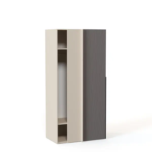 NEO Шкаф угловой однодверный со штангой 1000х2100х580 с рифленым фасадом серый