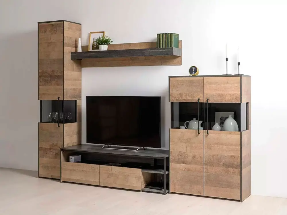 Комод с витриной Трувор 13.306 Дуб Гранж Песочный (Mob) | Интернет магазин Масса Мебель