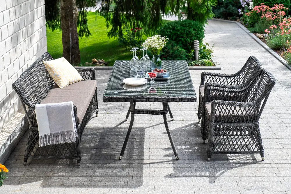 "Латте" плетеный стол из искусственного ротанга 160х90см, цвет графит (sis) - интернет магазин Масса Мебель