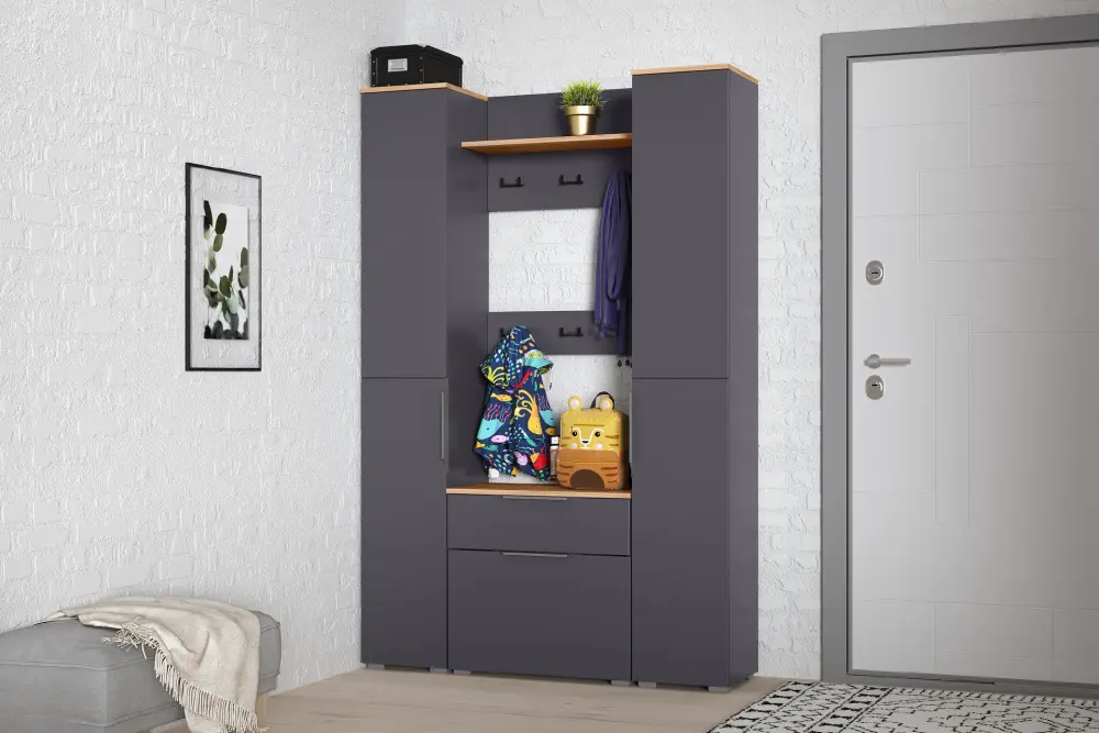 Вешалка Октава 15.14.01 Серый Графит /Дуб Золотой (Mob) | Интернет магазин Масса Мебель